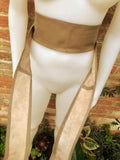 Light KHAKI brown obi belt. Wrap belt in soft genuine leather. Wraparound waist belt. Wide style. Boho wide dress belt in light taupe brown