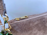 Taupe BROWN small suede leather bag. Crossbody / shoulder bag / wristlet in GENUINE leather. Light greyge brown bag. Flat tan brown purse.