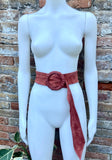 Terracotta orange wide suede waist belt. Large round buckle. Boho soft suede belt in burnt orange. Genuine suede leather. Orange dress belt
