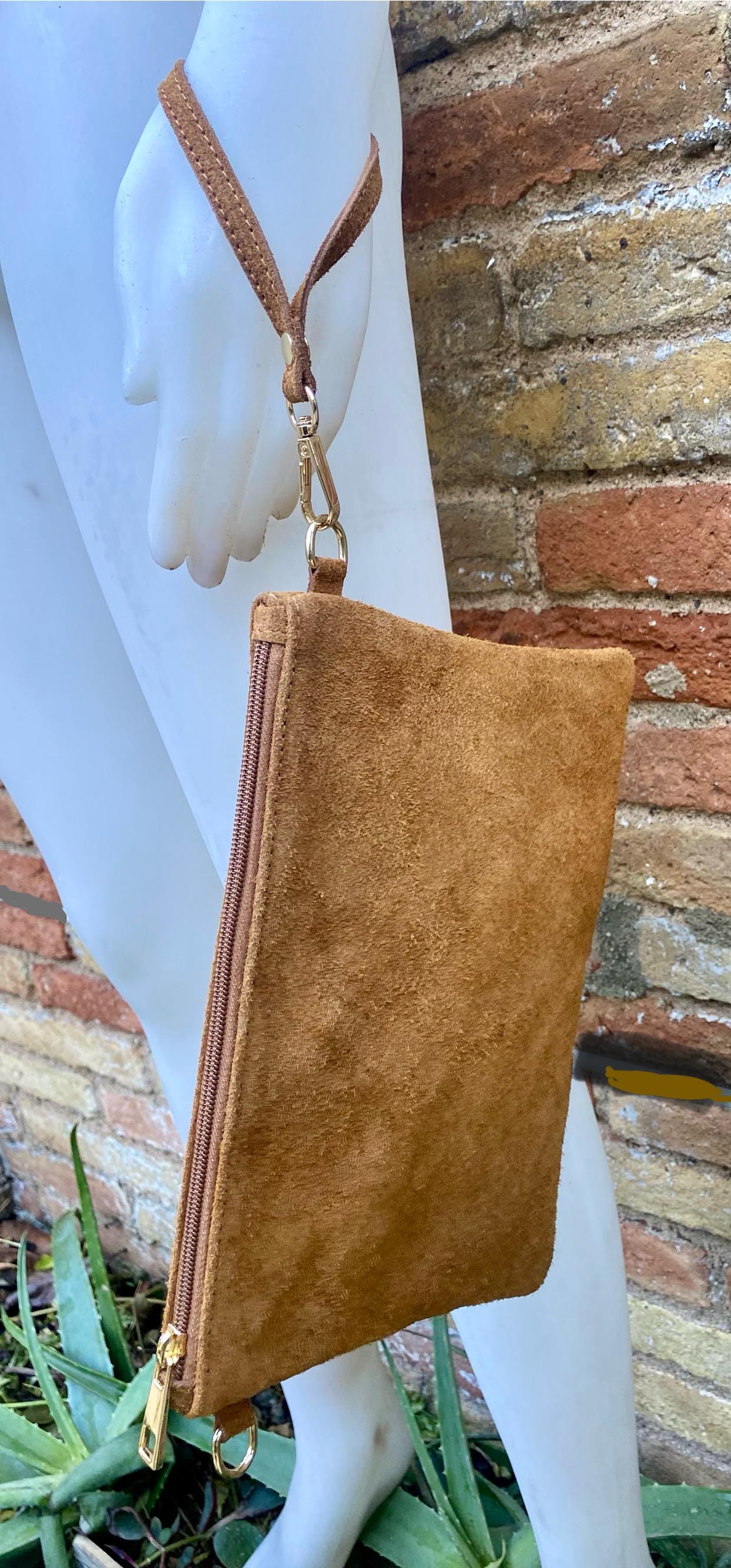 Burgundy small suede leather bag. Crossbody / shoulder bag / wristlet in GENUINE leather. Wine red bag. Flat dark red suede purse.