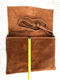 Camel brown suede bag. Genuine leather purse. cossbody / messenger bag in soft natural leather for books, tablets. Tan brown suede purse