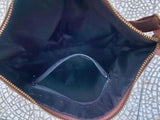 Dark rusty brown suede messenger bag. Soft genuine leather crossbody / shoulder bag for books, tablets. Dark brown suede purse.