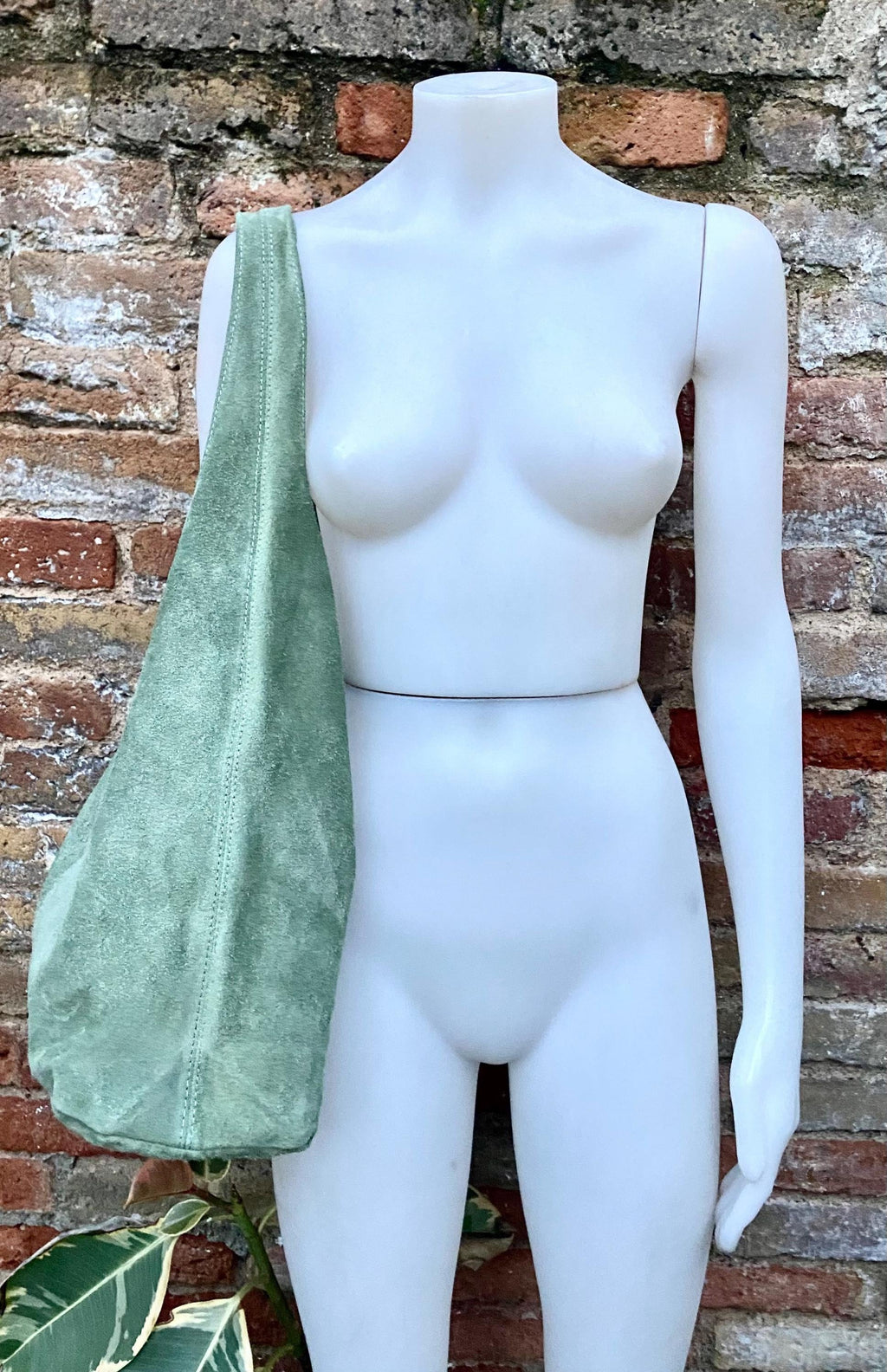 Large tote leather bag in sage GREEN. Slouch leather bag with ZIPPER. Leather shopper, laptop bag in suede leather bag. GREEN suede purse.