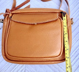 Genuine leather light camel brown bag. GENUINE leather shoulder / crossbody bag. Tan purse with zippers. Light caramel brown leather purse