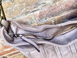 Taupe beige - gray genuine leather shoulder / crossbody bag. Greyge distressed leather shopper, "Washed leather" large bag in light brown