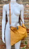 Tan leather tote. Large leather shopper bag in light saddle brown. Natural suede bag. Camel BROWN suede laptop bag. Handbag or shoulder bag