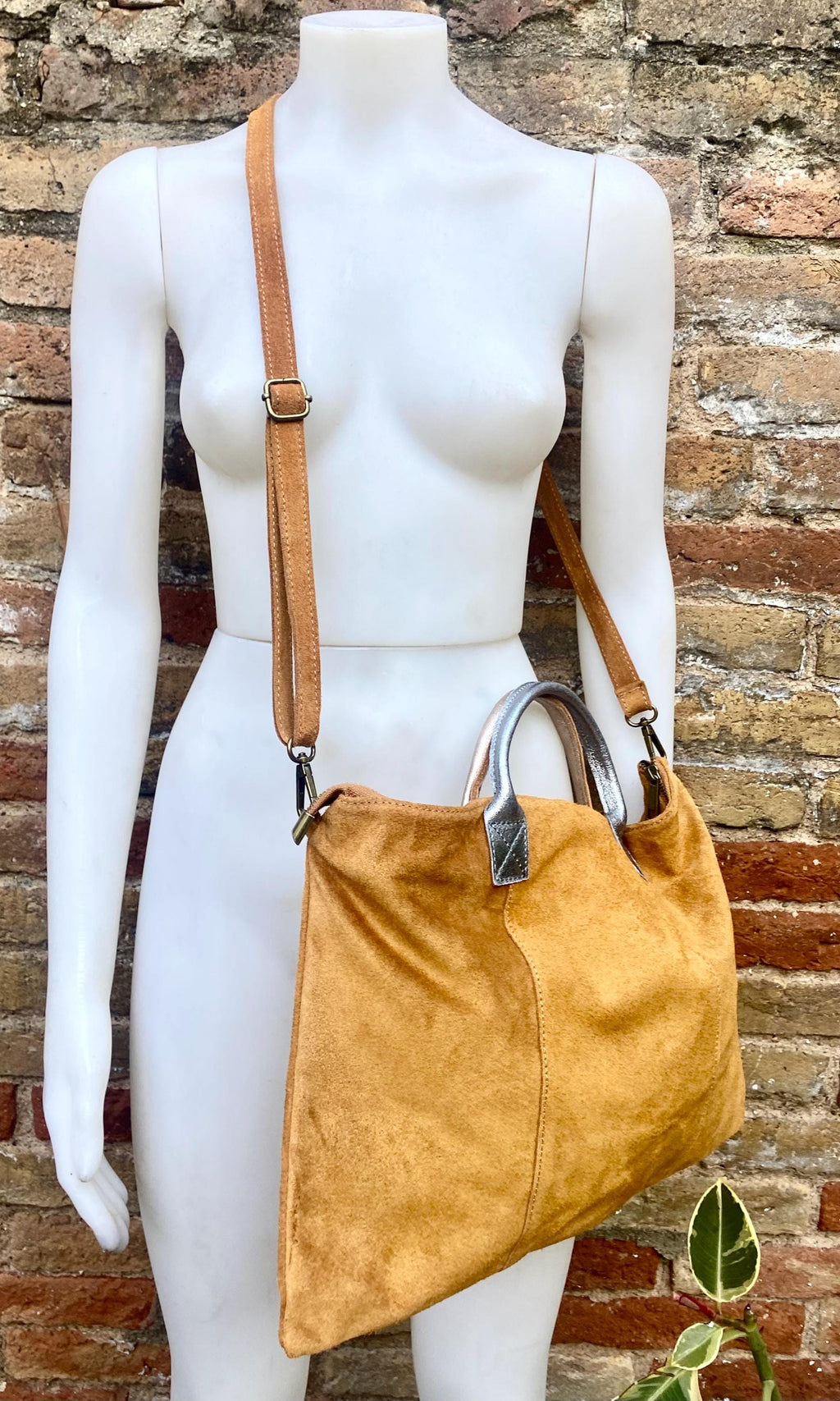 Tan leather tote. Large leather shopper bag in light saddle brown. Natural suede bag. Camel BROWN suede laptop bag. Handbag or shoulder bag
