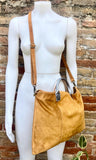Tan leather tote. Large leather shopper bag in light saddle brown. Natural suede bag. Camel BROWN suede laptop bag. Handbag or shoulder bag