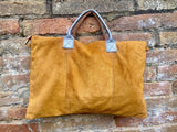 Tan leather tote. Large leather shopper bag in light saddle brown. Natural suede bag. Camel BROWN suede laptop bag. Handbag or shoulder bag