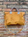 Tan leather tote. Large leather shopper bag in light saddle brown. Natural suede bag. Camel BROWN suede laptop bag. Handbag or shoulder bag