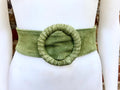 Moss green suede waist belt. Large round buckle. Medium moss green boho suede belt.Genuine natural leather. Green suede overall / dress belt