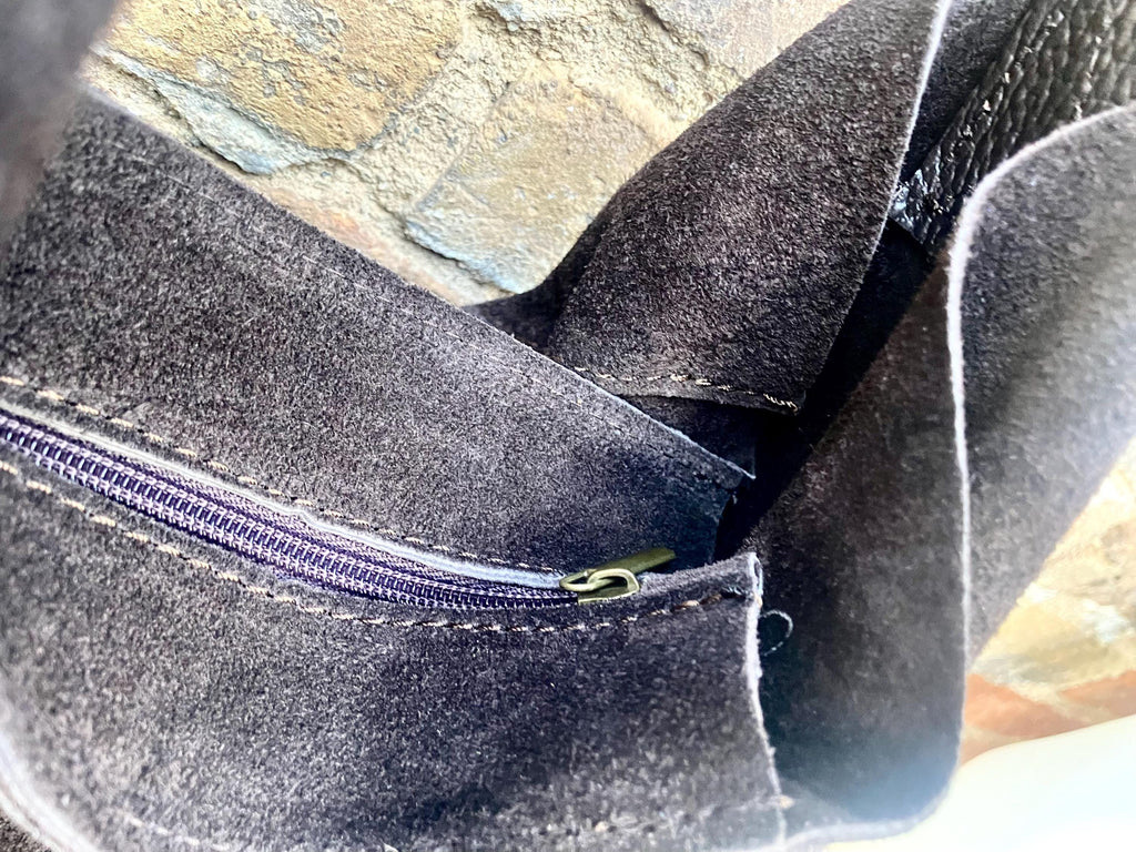Slouch leather bag in dark brown. Chocolate brown hobo bag. Boho bag.Book or tablet bags in suede. Dark camel brown soft leather shopper