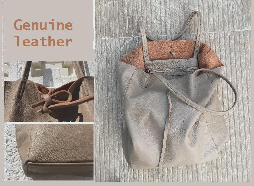 Tote leather bag in dark CAMEL brown. Soft natural GENUINE leather shopper. Large brown leather purse for your laptop, tablet, books...