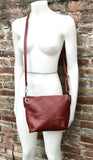 Camel brown leather bag. Rusty cross body / shoulder bag. Genuine leather purse with adjustable strap and zipper. Soft brown leather bag