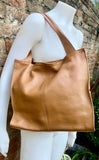 Camel brown leather bag. Light brown hobo shoulder bag + added crossbody strap. Genuine leather shopper. Caramel brown purse