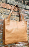 Camel brown leather bag. Light brown hobo shoulder bag + added crossbody strap. Genuine leather shopper. Caramel brown purse