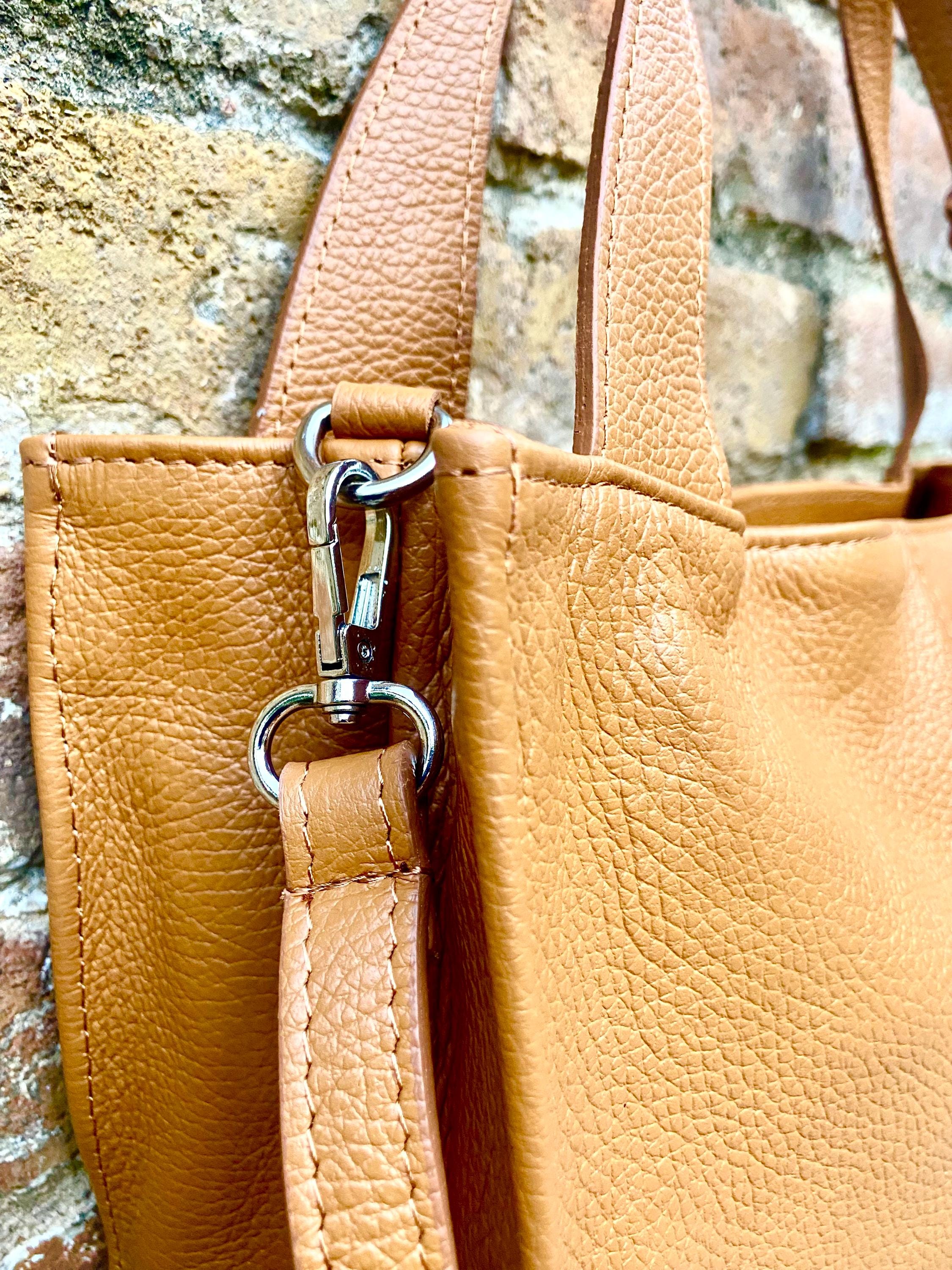 Camel brown leather bag. Light brown hobo shoulder bag + added crossbody strap. Genuine leather shopper. Caramel brown purse