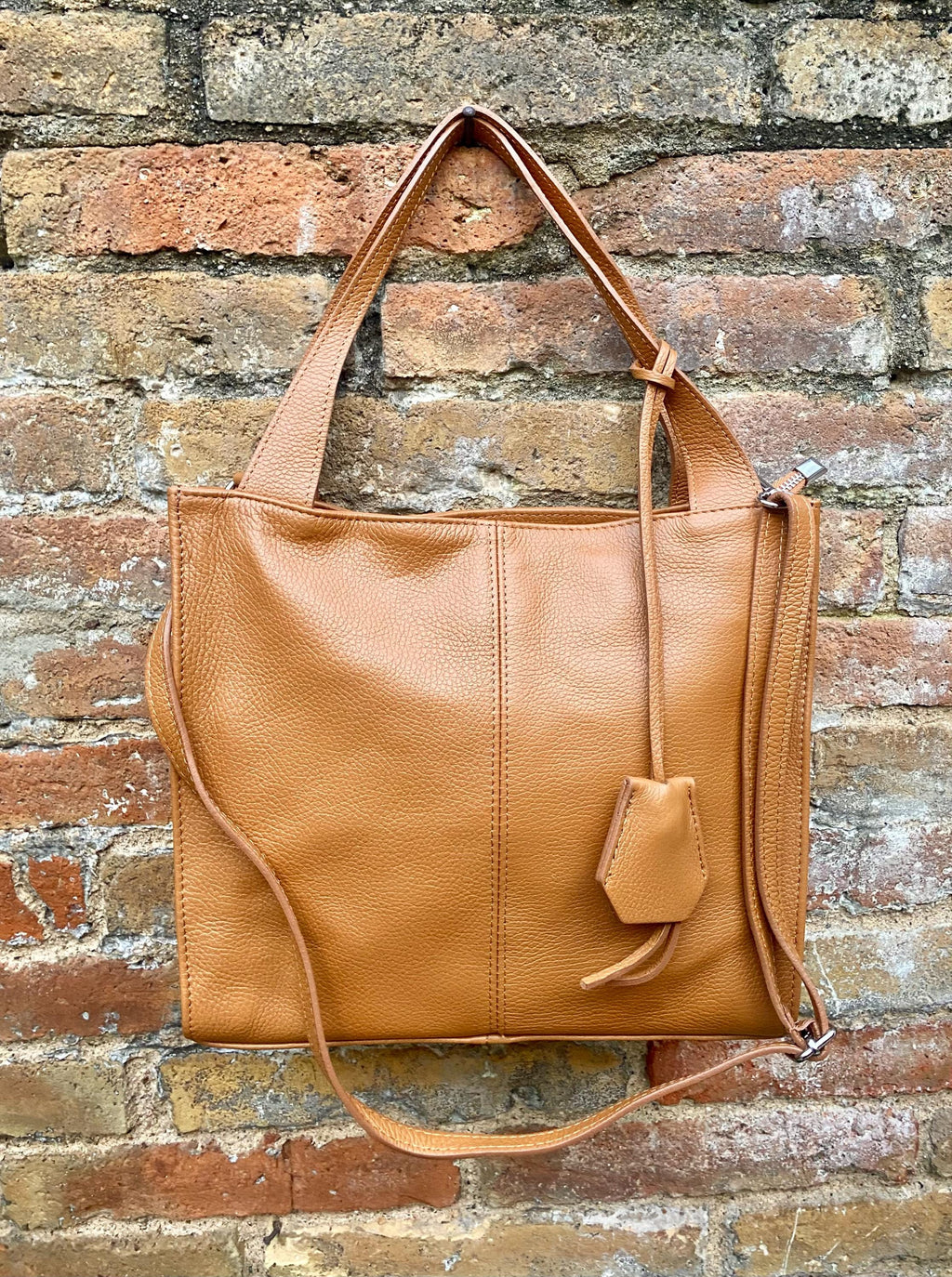 Camel brown leather bag. Light brown hobo shoulder bag + added crossbody strap. Genuine leather shopper. Caramel brown purse