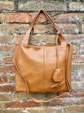Camel brown leather bag. Light brown hobo shoulder bag + added crossbody strap. Genuine leather shopper. Caramel brown purse