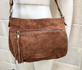 BOHO suede leather bag in camel BROWN. Soft genuine leather bag with tassel. Brown cross over bag,boho bag, crossbody bags in brown.