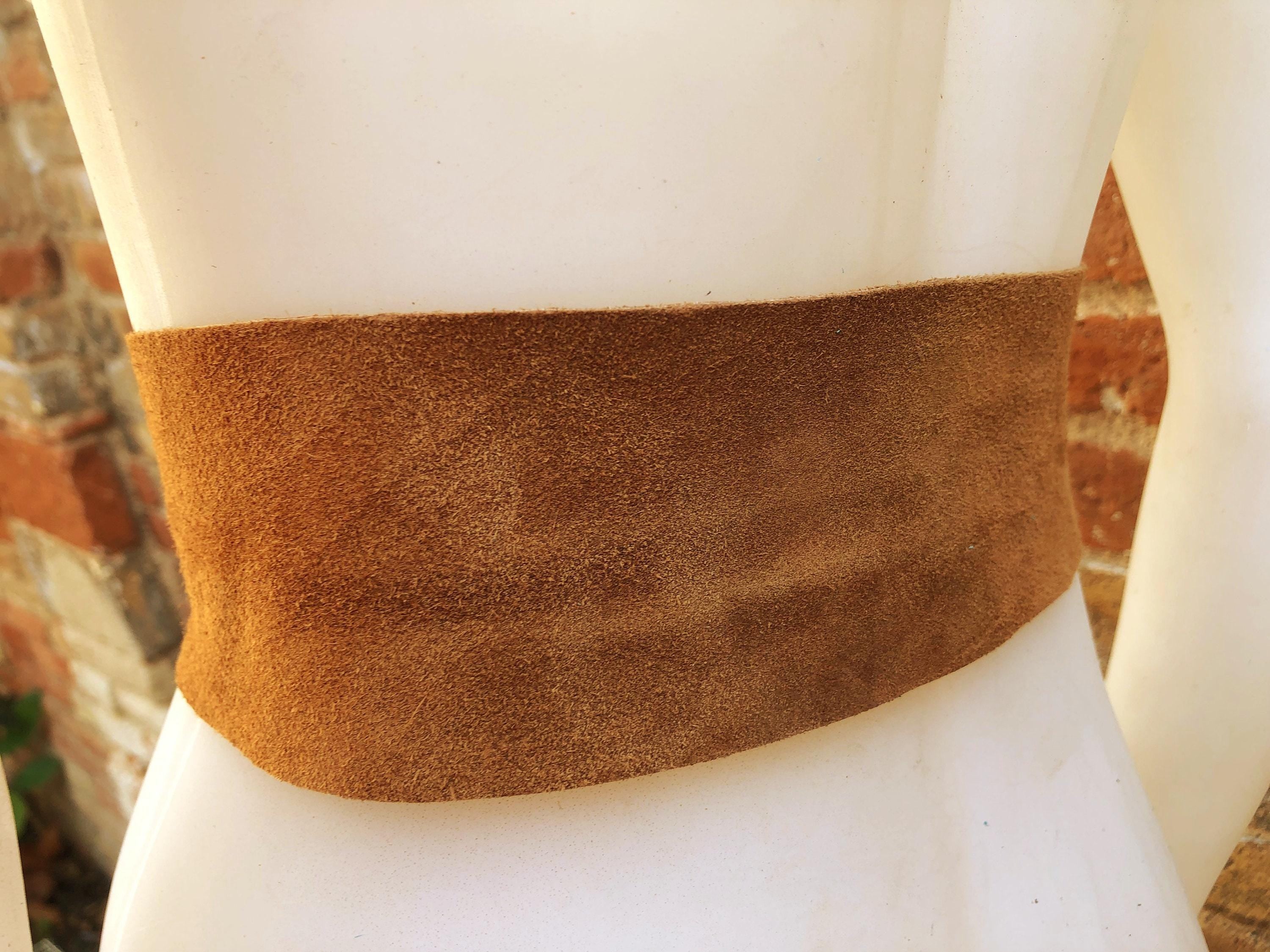 Rusty brown suede waist belt with large metal buckle. Soft suede belt in saddle brown. Camel boho suede belt. Genuine natural suede leather.