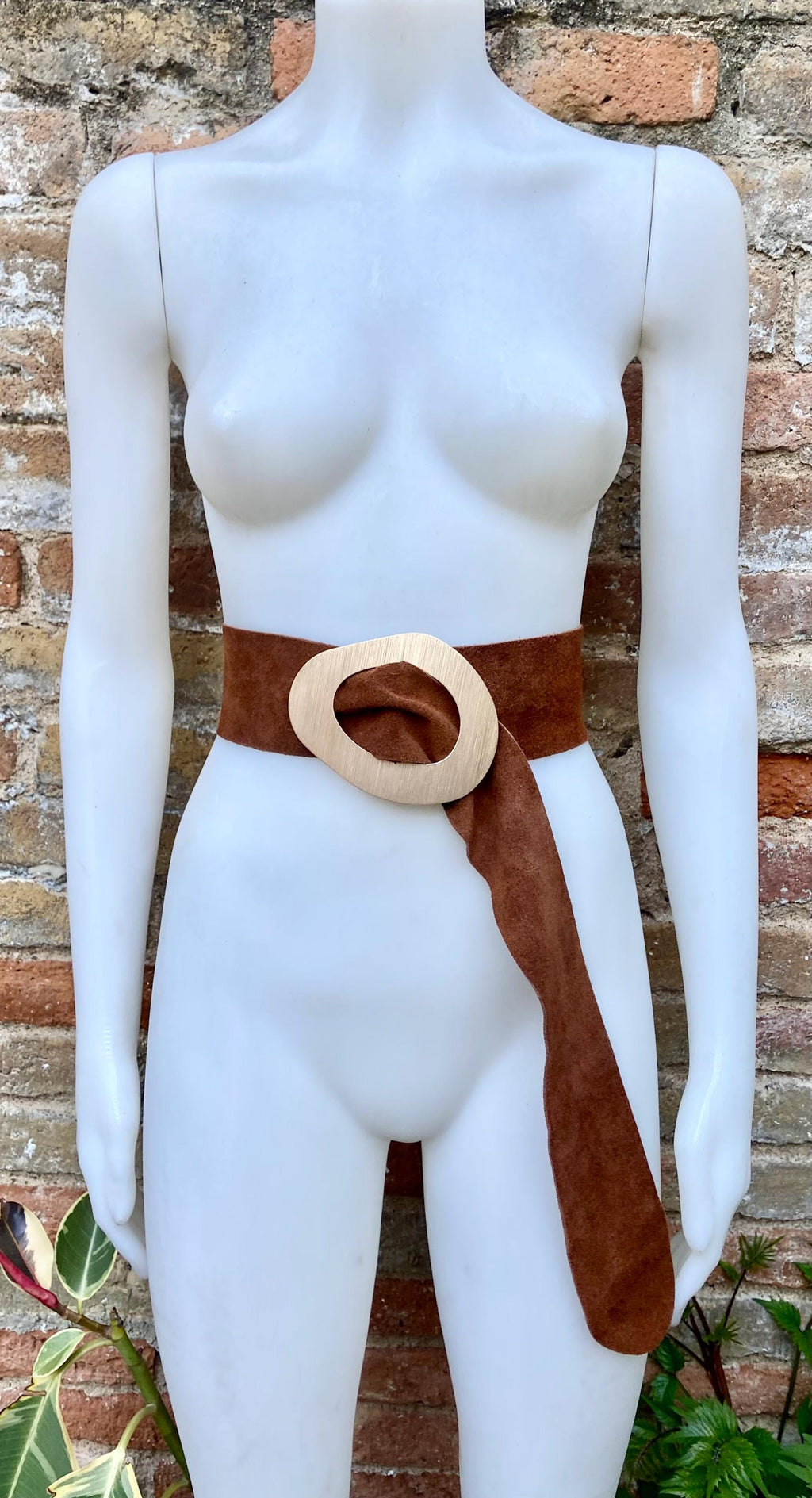 Rusty brown suede waist belt with large metal buckle. Soft suede belt in saddle brown. Camel boho suede belt. Genuine natural suede leather.
