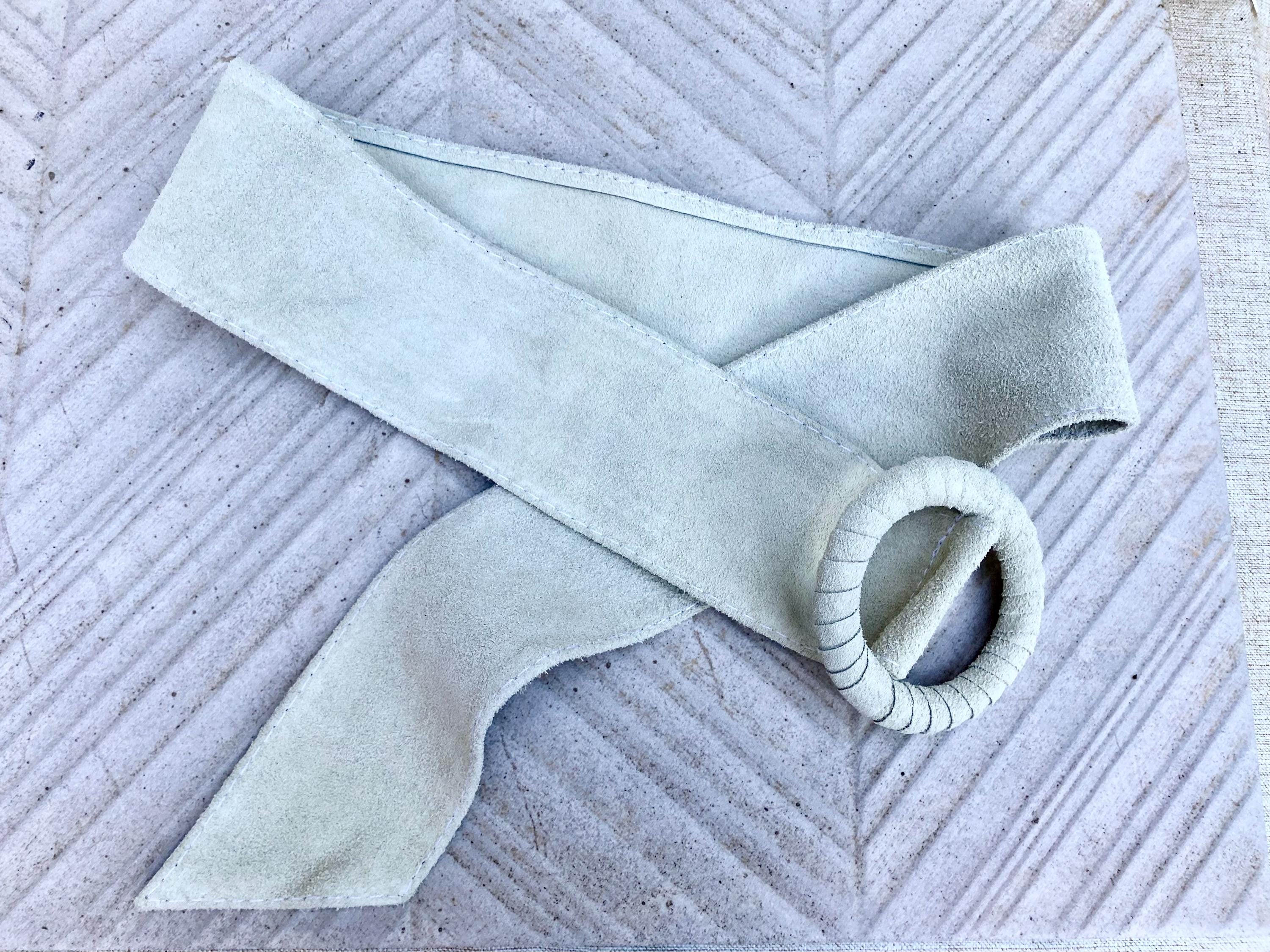 Cream suede waist belt with large round buckle. Broken white boho soft suede belt. Genuine suede leather. Cream dress/ overall belt.