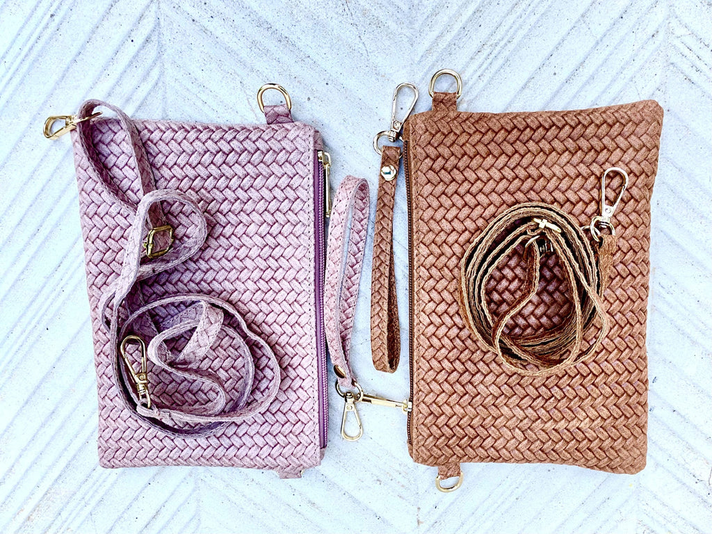 Small leather bag in light dusty pink. Embossed genuine leather. Cross body / shoulder bag / wristlet Pink purse with adjustable strap.