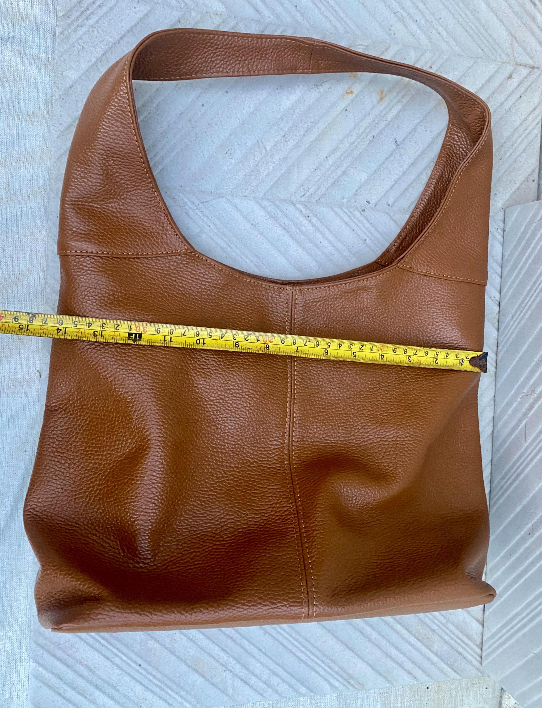 Camel brown slouch leather bag . Lined shoulder leather bag with wide strap and zipper. Large brown GENUINE leather purse. Brown shopper bag
