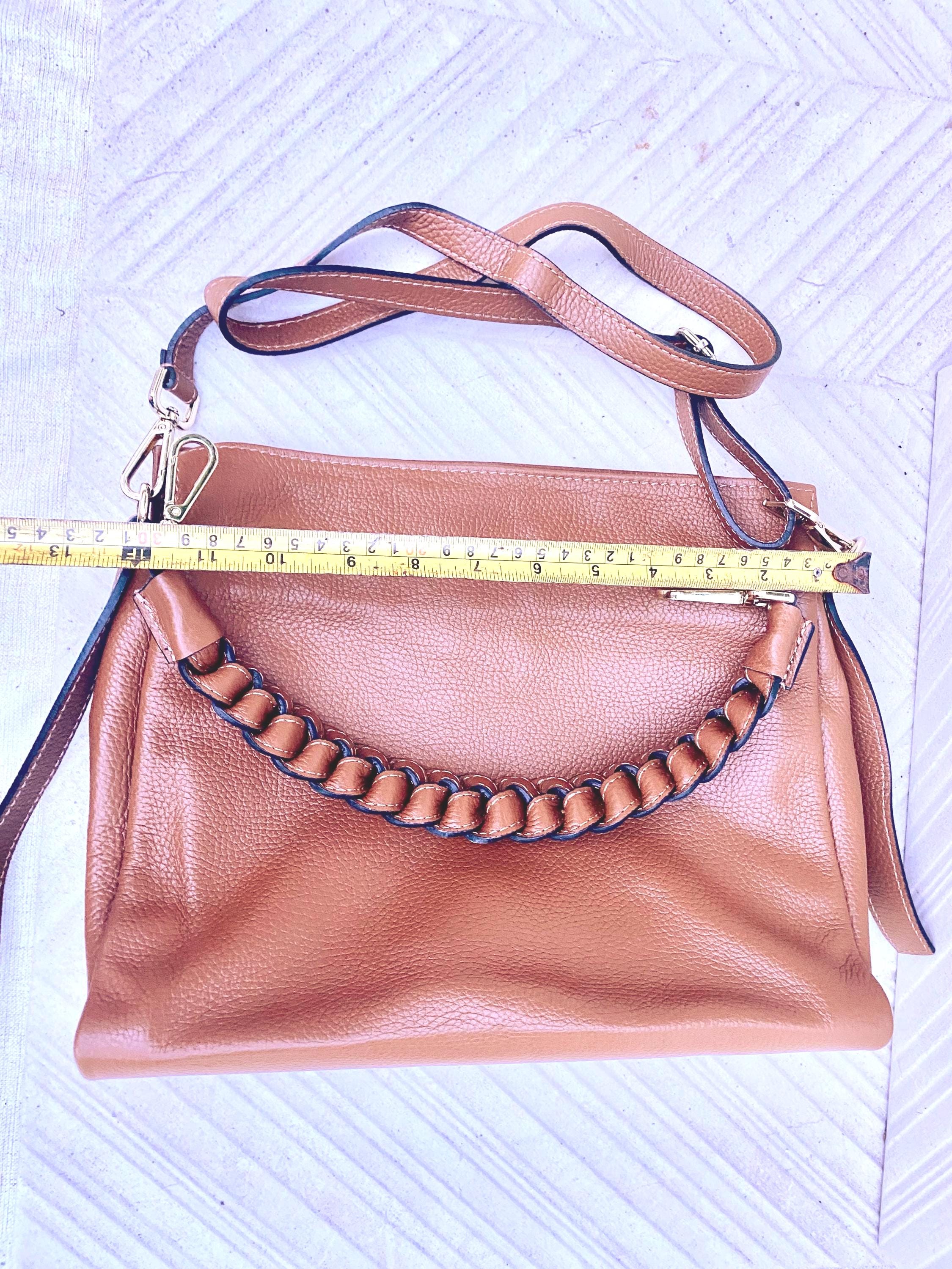 CAMEL BROWN genuine leather bag. Hand / shoulder / crossbody bag. Removable longer adjustable strap. Light tobacco shopper bag. Taupe purse