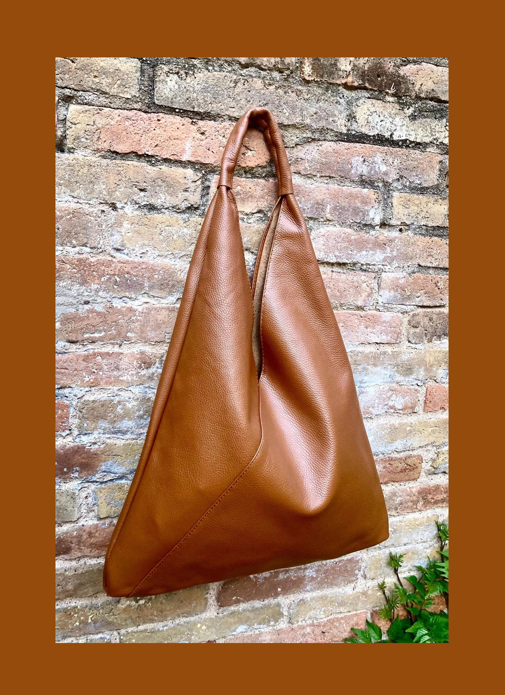 Slouch leather bag in camel brown. Large shoulder leather bag. Origami boho bag. Large brown GENUINE leather purse. Brown shopper bag