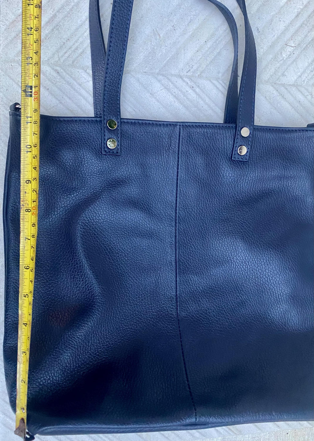 Purple - blue leather shoulder / crossbody bag. Genuine leather periwinkle color tote. Laptop, tablet or book bag with lining and zipper.
