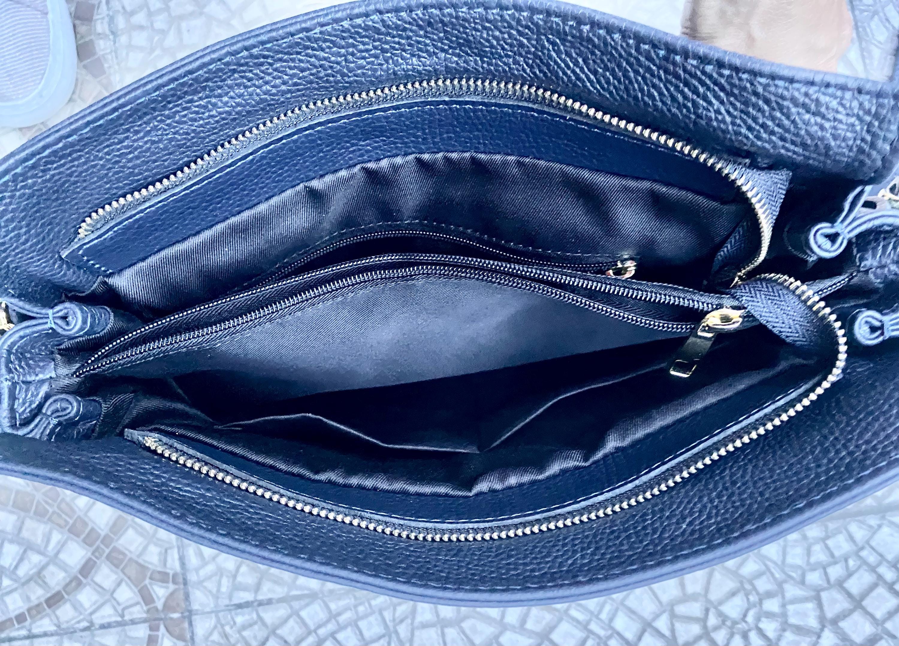 NAVY BLUE genuine leather bag. Hand / shoulder / crossbody bag. Removable longer adjustable strap. Dark blue shopper bag. Navy leather purse