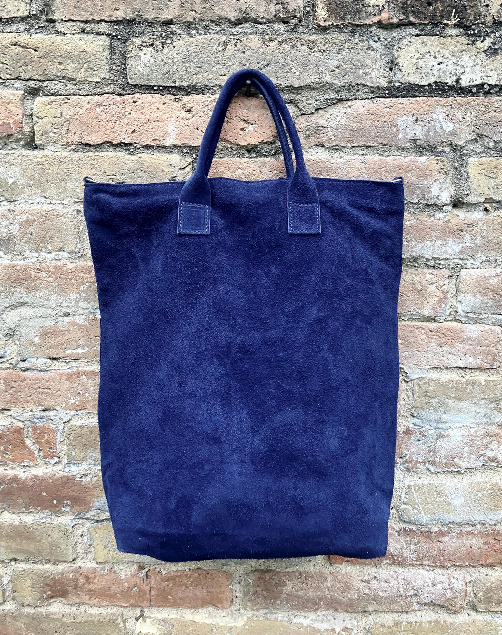 Navy blue leather tote. Large leather shopper, 3 changeable straps. Dark blue suede bag, laptop bag. Handbag /shoulder / crossbody bag