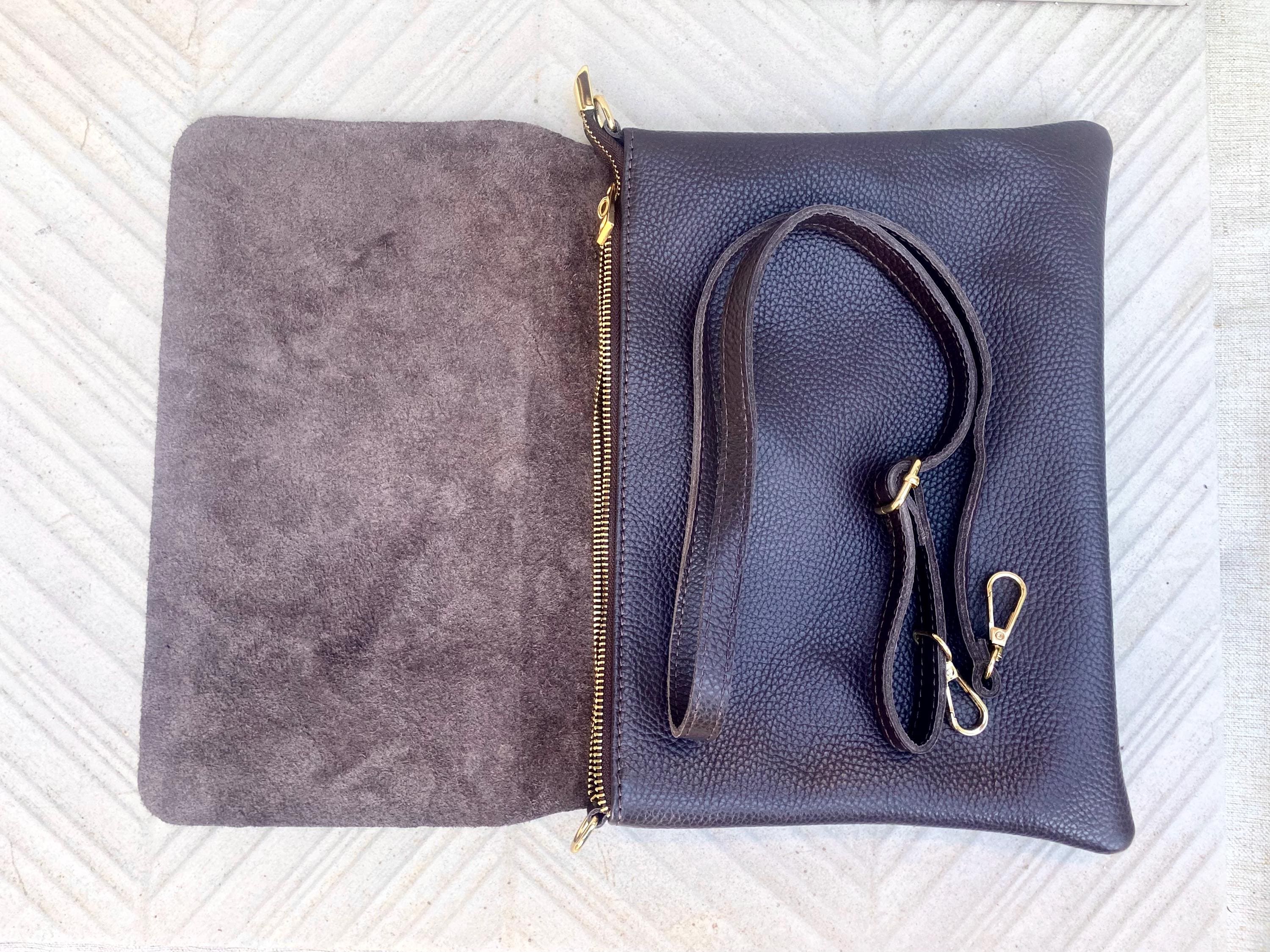 DARK BROWN crossbody / shoulder leather bag. Chocolate brown soft genuine leather. Boho crossover, messenger bag. Brown leather purse.