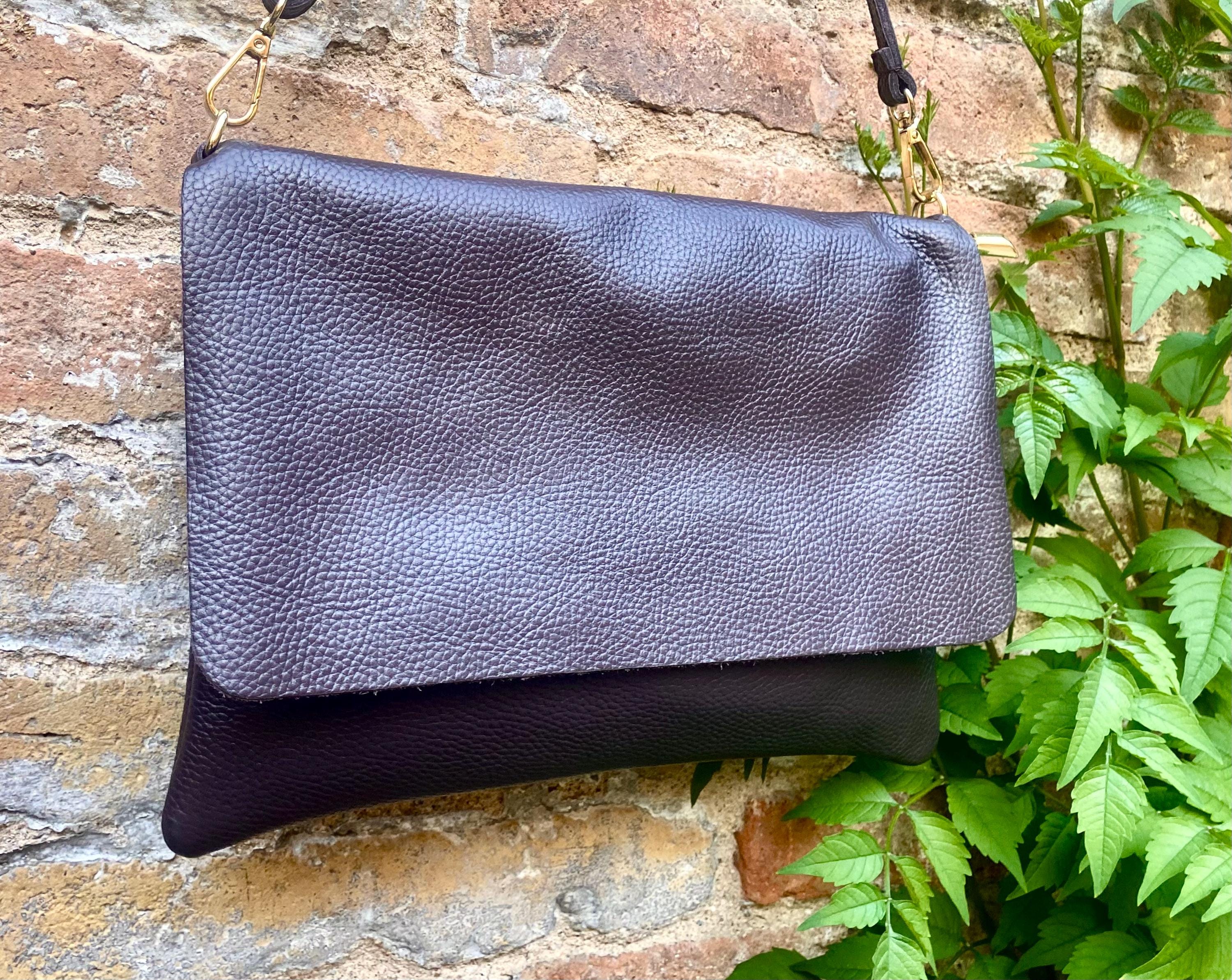 DARK BROWN crossbody / shoulder leather bag. Chocolate brown soft genuine leather. Boho crossover, messenger bag. Brown leather purse.