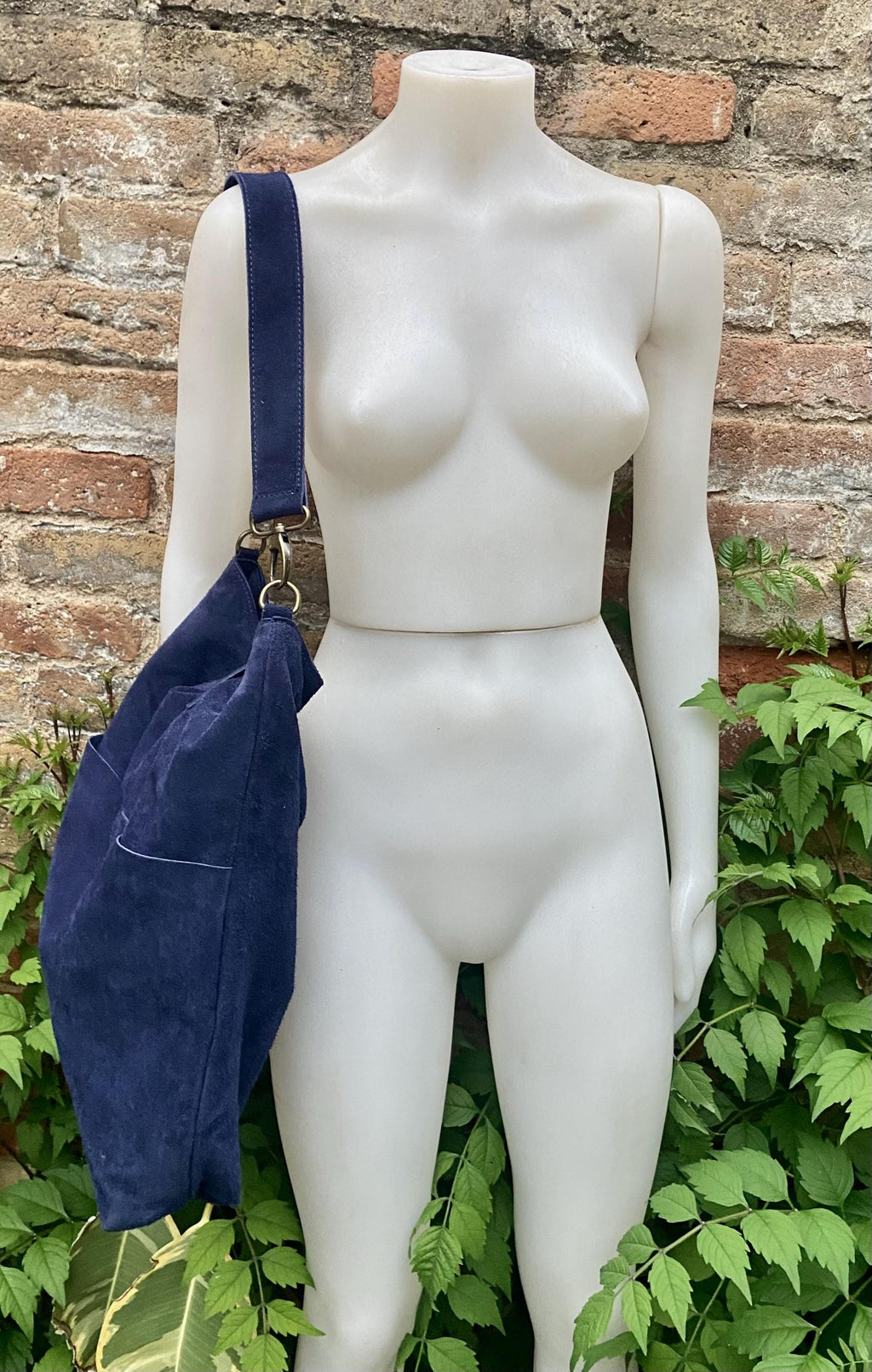 Navy blue leather tote. Large leather shopper, 3 changeable straps. Dark blue suede bag, laptop bag. Handbag /shoulder / crossbody bag