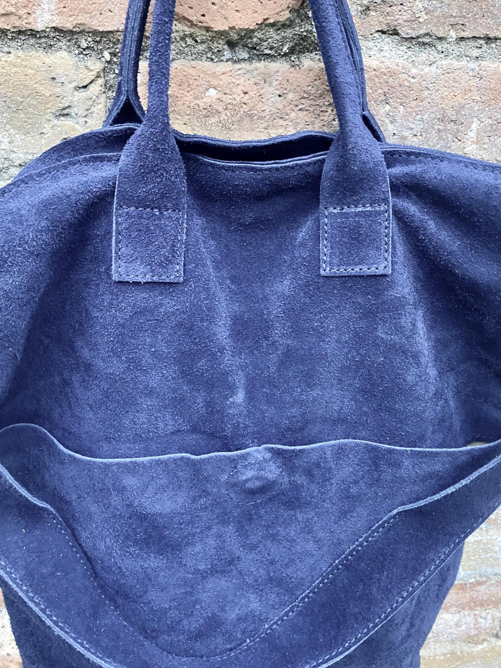 Navy blue leather tote. Large leather shopper, 3 changeable straps. Dark blue suede bag, laptop bag. Handbag /shoulder / crossbody bag