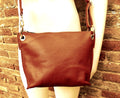 Camel brown leather bag. Rusty cross body / shoulder bag. Genuine leather purse with adjustable strap and zipper. Soft brown leather bag