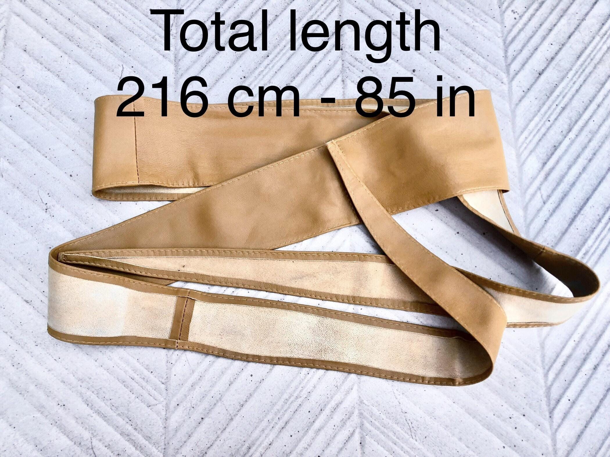 Bright yellow obi belt. Wrap belt in soft genuine leather. Wraparound waist belt. Wide style. Boho dress belt in canary yellow