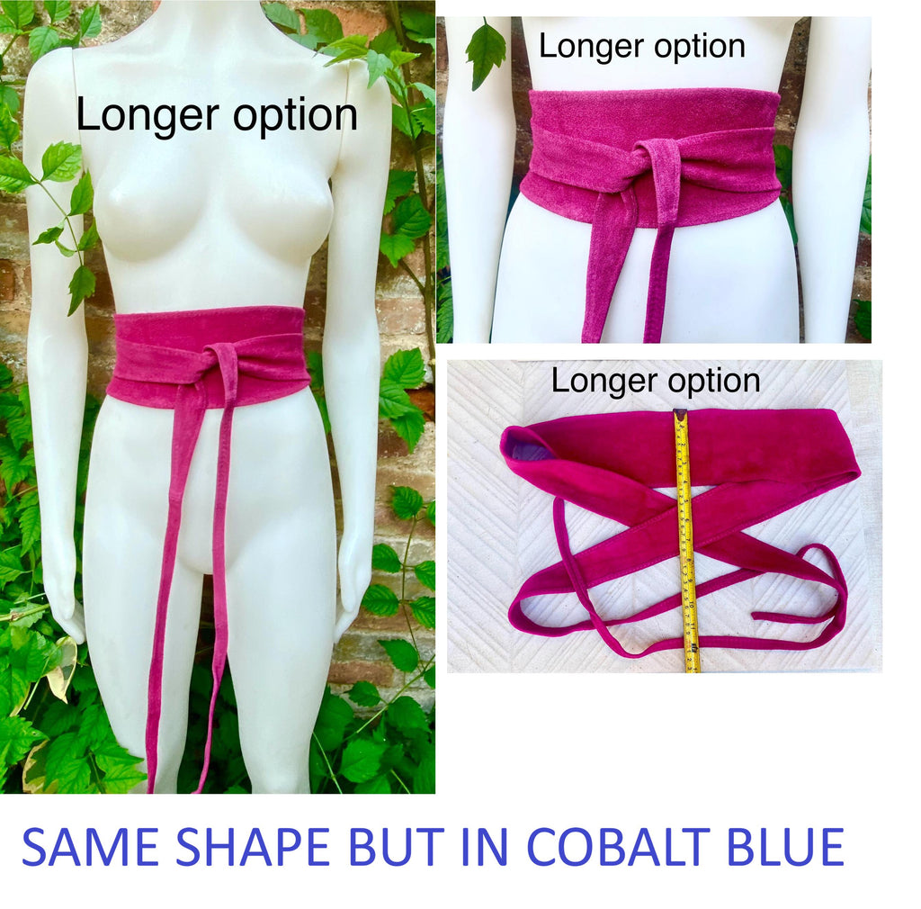 Cobalt BLUE OBI belt in natural soft suede, waist belt, soft leather belt, royal blue sash, blue obi, boho blue wraparound dress belt