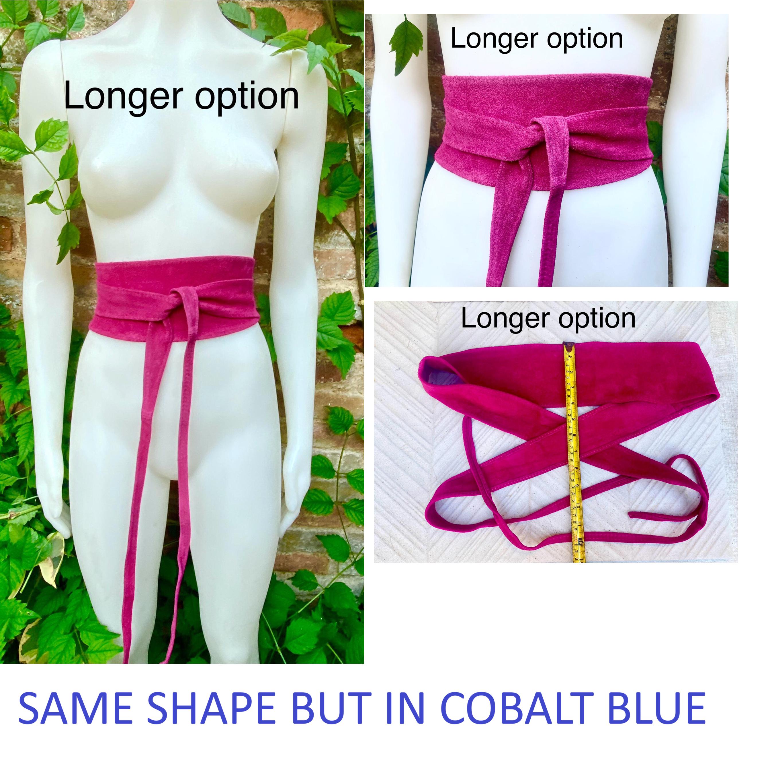 Cobalt BLUE OBI belt in natural soft suede, waist belt, soft leather belt, royal blue sash, blue obi, boho blue wraparound dress belt