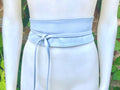 Wraparound belt in soft leather. LIGHT blue wrap belt. Longer style. Genuine leather sky blue waist belt. Boho dress /overall belt