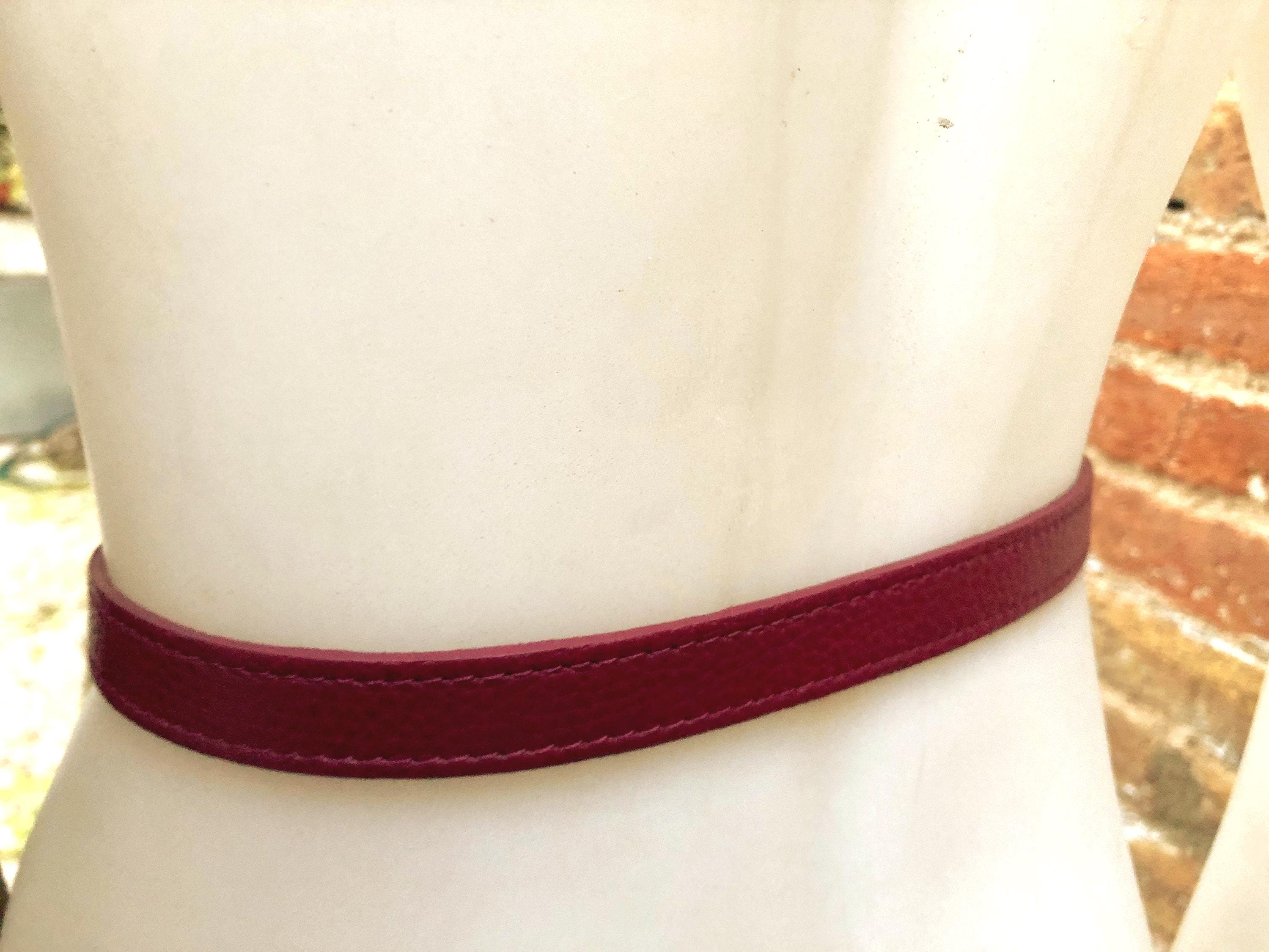 Burgundy waist belt. Genuine leather. Wine red wraparound belt. Genuine leather 80s style dress / overall belt. Dark terracotta red
