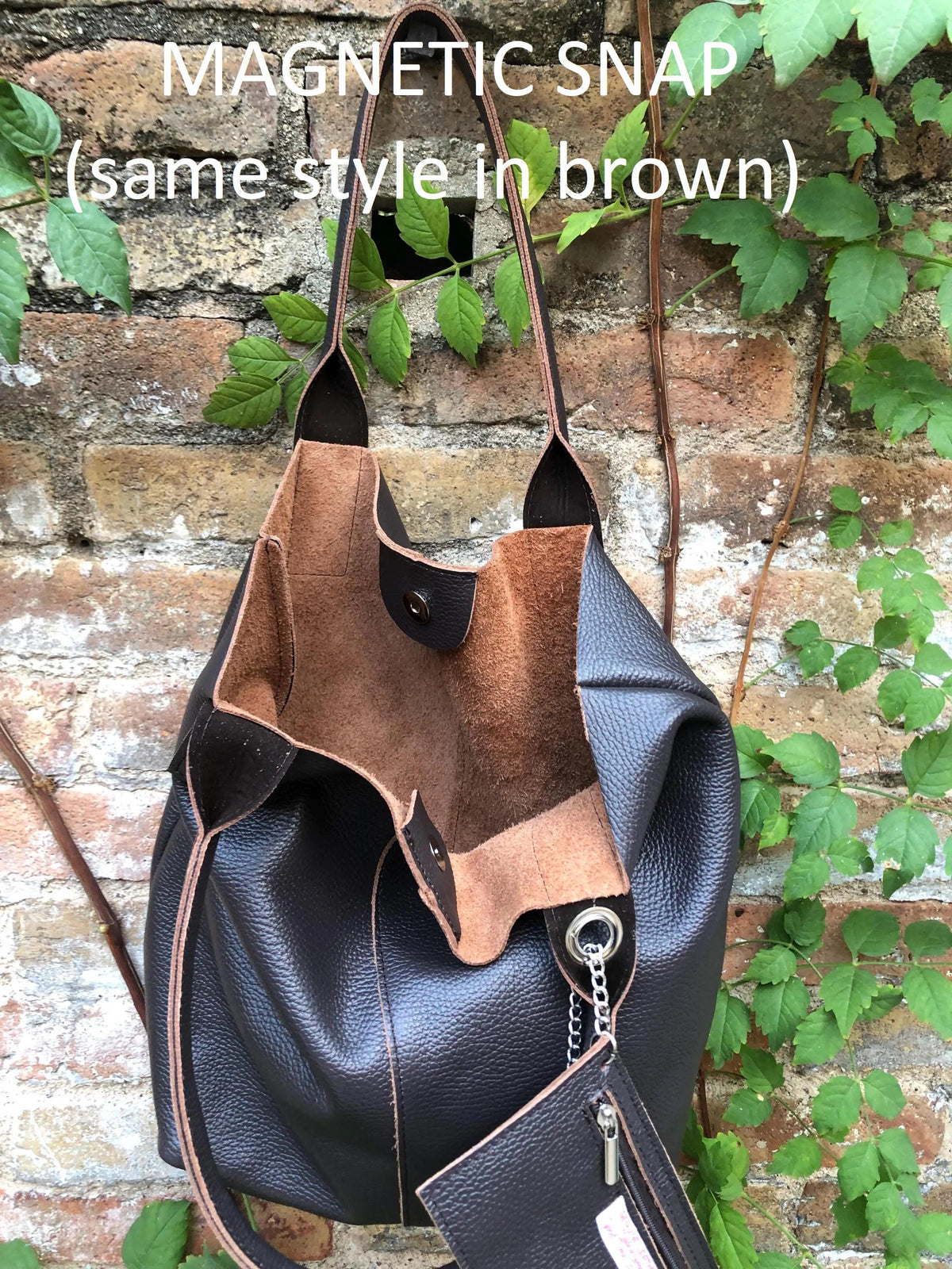 Tote leather bag in BLACK. Leather shopper in GENUINE leather. Large carry all bag for your laptop, books. Black leather shopper bag
