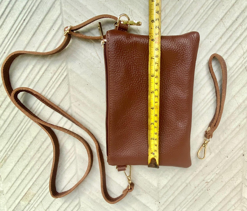Small leather bag in dark rusty brown. GENUINE leather crossbody / shoulder bag.Brown leather bag with GOLD hardware. Warm brown purse