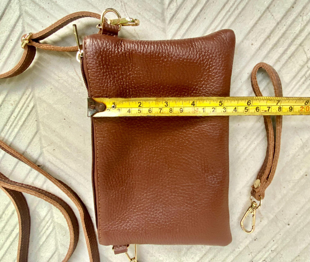 Small leather bag in dark rusty brown. GENUINE leather crossbody / shoulder bag.Brown leather bag with GOLD hardware. Warm brown purse