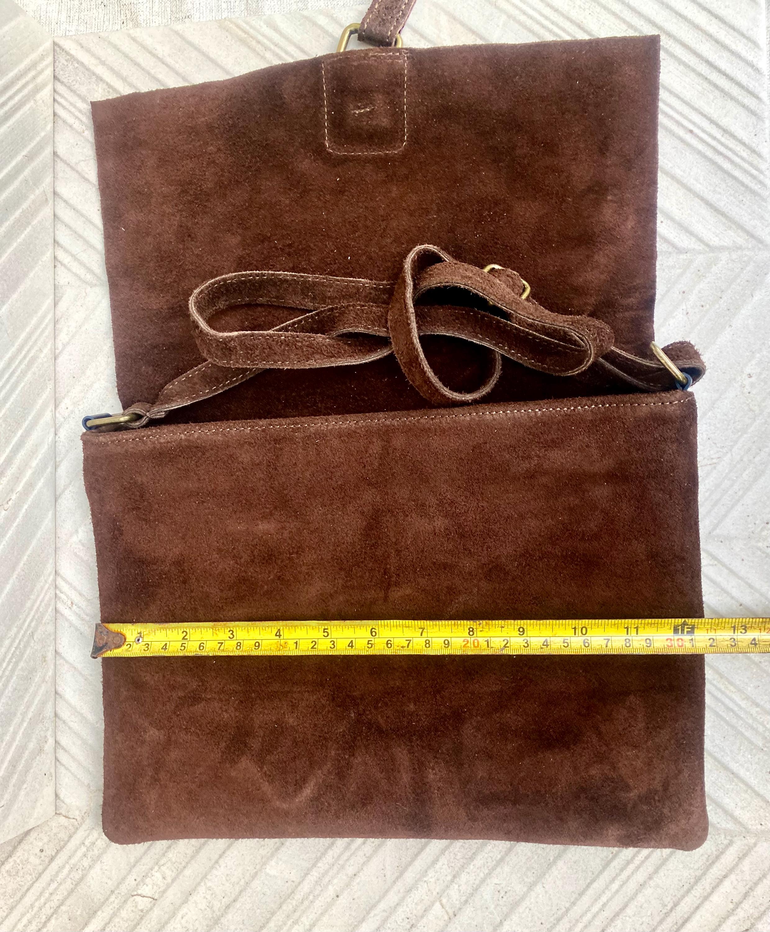 Dark brown genuine leather crossbody / shoulder bag. Messenger bag in soft "distressed" leather. Chocolate brown leather purse.