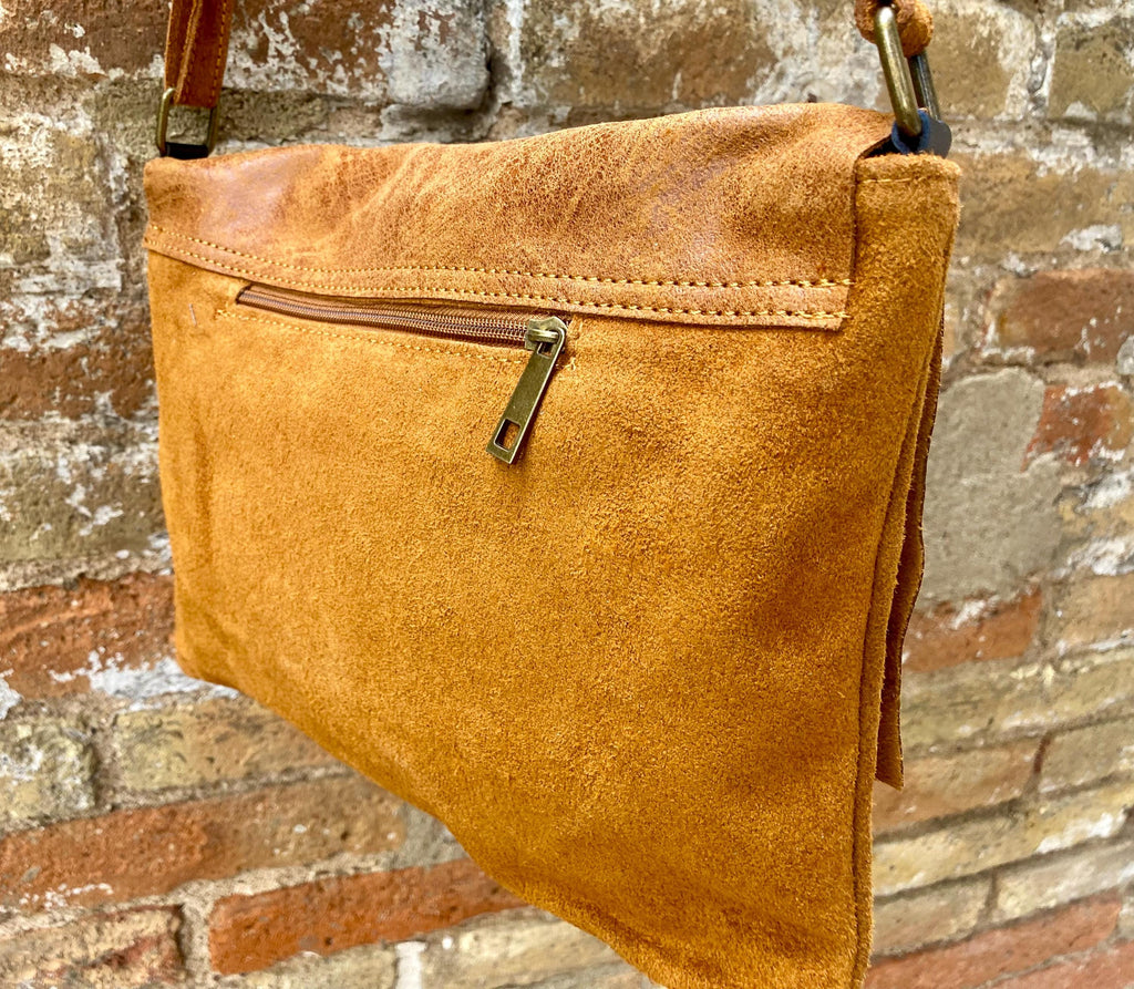Camel brown suede bag. Genuine leather purse. cossbody / messenger bag in soft natural leather for books, tablets. Tan brown suede purse
