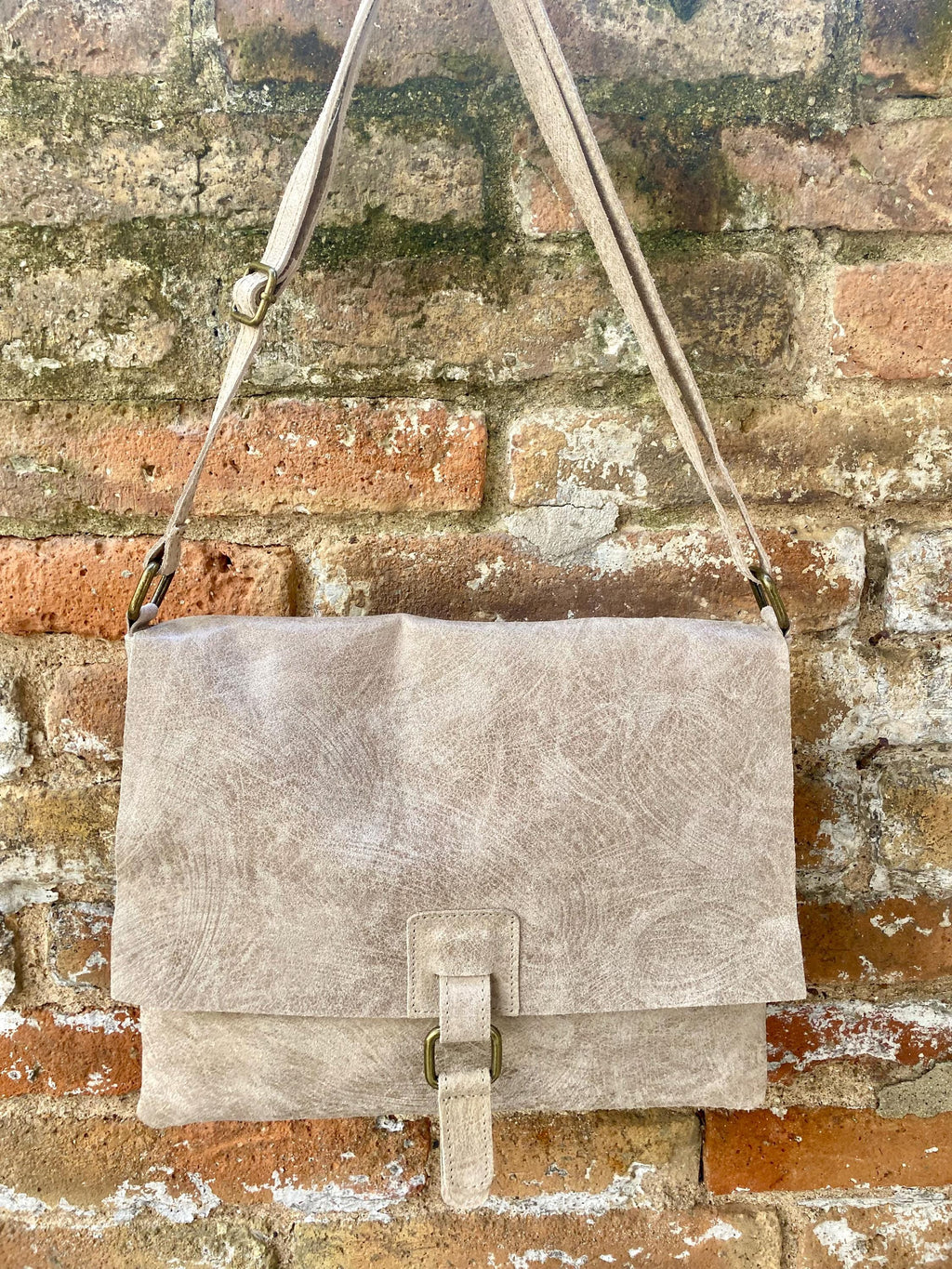 Cross body suede bag. GENUINE leather bag in beige. BOHO natural leather bag. Messenger bag in suede for books, tablets. Beige suede purse